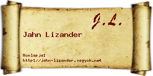 Jahn Lizander névjegykártya